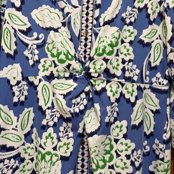 Talbots Blue and Green Floral Dress Size Large EUC - Picture 4 of 9